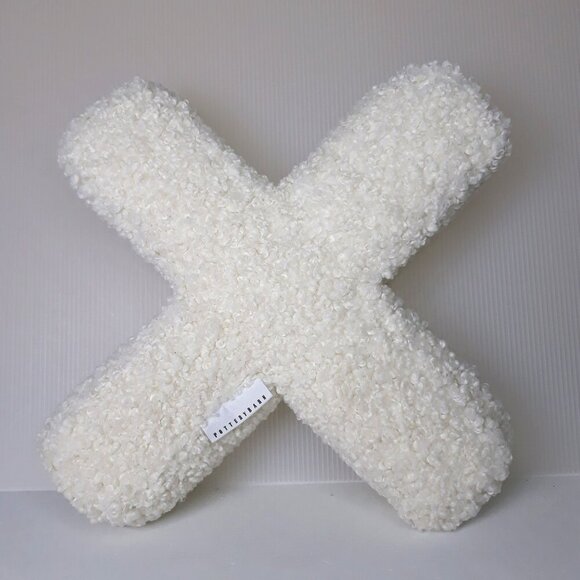 Pottery Barn Cozy Teddy ""X"" Shaped Pillow Ivory Novelty Minimalist - Picture 1 of 4